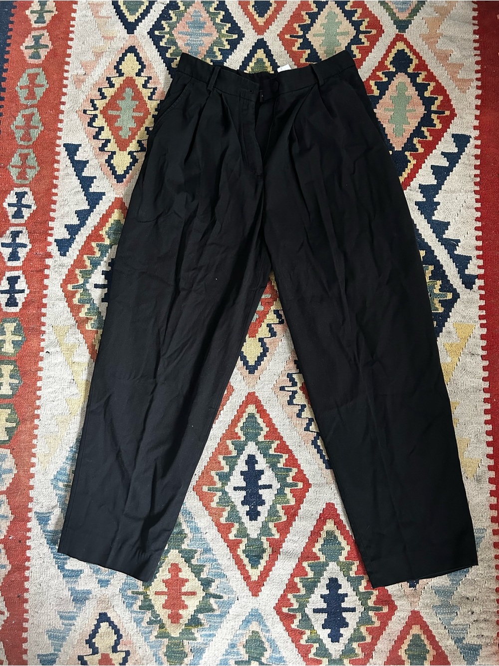 Massimo Dutti Black Pleated Trousers